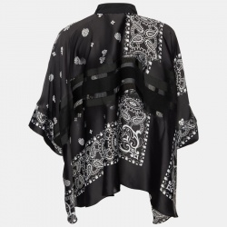 Pre Owned Sacai Black Paisley Print Satin Oversized Blouse S