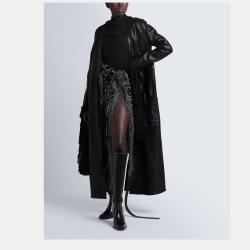 Pre Owned Saint Laurent Paris Black Silk Ruffled Sleeve Blouse S (FR 34)