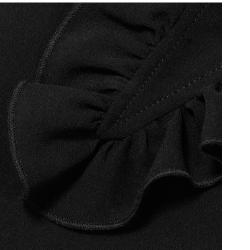 Pre Owned Saint Laurent Paris Black Silk Ruffled Sleeve Blouse S (FR 34)