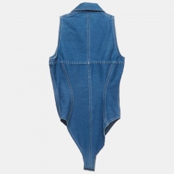 Saint Laurent Blue Denim Button Front Bodysuit S