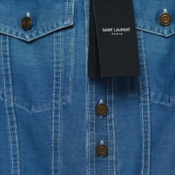 Saint Laurent Blue Denim Button Front Bodysuit S