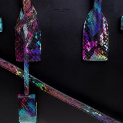 Pre Owned Saint Laurent Paris Black Leather and Python Small Classic Sac De Jour Tote