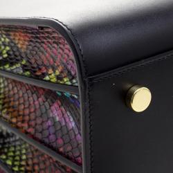 Pre Owned Saint Laurent Paris Black Leather and Python Small Classic Sac De Jour Tote