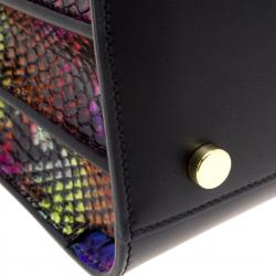 Pre Owned Saint Laurent Paris Black Leather and Python Small Classic Sac De Jour Tote