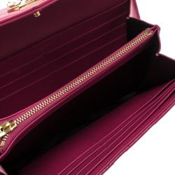 Pre Owned محفظة سان لوران قلاب جلد مبطن فوشيا