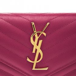 Pre Owned محفظة سان لوران قلاب جلد مبطن فوشيا