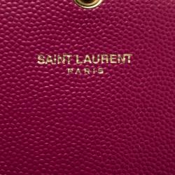 Pre Owned محفظة سان لوران قلاب جلد مبطن فوشيا