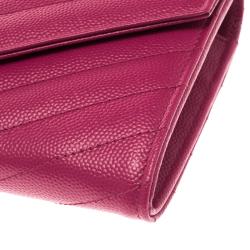Pre Owned محفظة سان لوران قلاب جلد مبطن فوشيا
