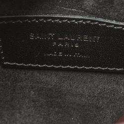 Pre Owned Saint Laurent Black Croc Embossed Leather Medium Sunset Shoulder Bag