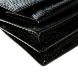 Pre Owned Saint Laurent Black Croc Embossed Leather Medium Sunset Shoulder Bag