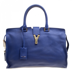 Saint Laurent Blue Leather Medium Cabas Chyc Tote Saint Laurent