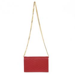 مملوكة مسبقًا Yves Saint Laurent Red Cassandre Large Quilted Shoulder Bag