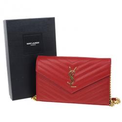 مملوكة مسبقًا Yves Saint Laurent Red Cassandre Large Quilted Shoulder Bag