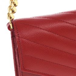 مملوكة مسبقًا Yves Saint Laurent Red Cassandre Large Quilted Shoulder Bag