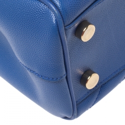 Pre Owned Saint Laurent Electric Blue Matelasse Leather Cassandre Shopper Tote