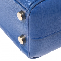 Pre Owned Saint Laurent Electric Blue Matelasse Leather Cassandre Shopper Tote