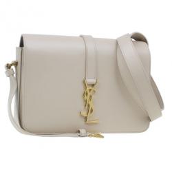 مملوكة مسبقًا حقيبة سانت لوران جلد العجل بيج مونوجرام يونفيرستي وسط بقلاب