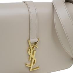 مملوكة مسبقًا حقيبة سانت لوران جلد العجل بيج مونوجرام يونفيرستي وسط بقلاب