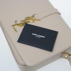 مملوكة مسبقًا حقيبة سانت لوران جل�د العجل بيج مونوجرام يونفيرستي وسط بقلاب