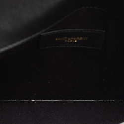 Pre Owned Saint Laurent Black Croc Embossed Leather Uptown Clutch