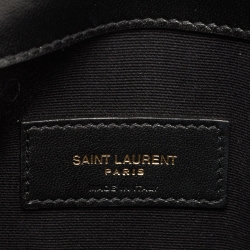 Pre Owned Saint Laurent Black Croc Embossed Leather Uptown Clutch