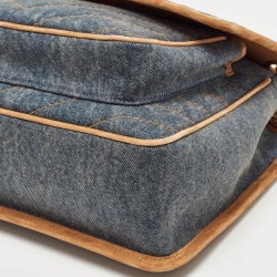 Saint Laurent Blue/Beige Matelasse Denim and Suede Medium Niki Shoulder Bag