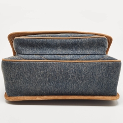 Saint Laurent Blue/Beige Matelasse Denim and Suede Medium Niki Shoulder Bag