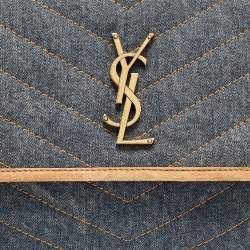 Saint Laurent Blue/Beige Matelasse Denim and Suede Medium Niki Shoulder Bag