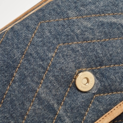 Saint Laurent Blue/Beige Matelasse Denim and Suede Medium Niki Shoulder Bag