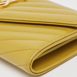 Saint Laurent Mustard Yellow Matelasse Leather Large Cassandre Flap Wallet