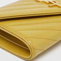 Saint Laurent Mustard Yellow Matelasse Leather Large Cassandre Flap Wallet
