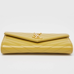 Saint Laurent Mustard Yellow Matelasse Leather Large Cassandre Flap Wallet