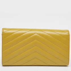 Saint Laurent Mustard Yellow Matelasse Leather Large Cassandre Flap Wallet