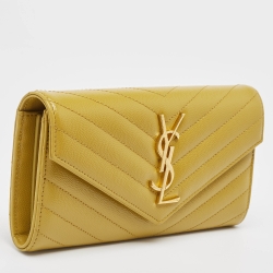 Saint Laurent Mustard Yellow Matelasse Leather Large Cassandre Flap Wallet