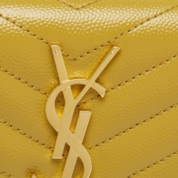 Saint Laurent Mustard Yellow Matelasse Leather Large Cassandre Flap Wallet