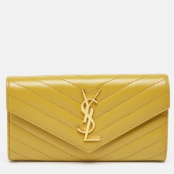 Saint Laurent Mustard Yellow Matelasse Leather Large Cassandre Flap Wallet