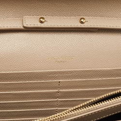 مملوكة مسبقًا Saint Laurent Beige Matelassé Leather Monogram Envelope Wallet on Chain