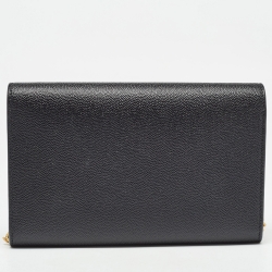 مملوكة مسبقًا Saint Laurent Black Leather Uptown Wallet on Chain