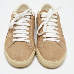 Saint Laurent Paris Beige Suede Court Classic Low Top Sneakers Size 39