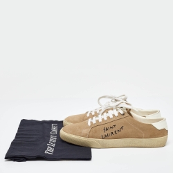 Saint Laurent Paris Beige Suede Court Classic Low Top Sneakers Size 39