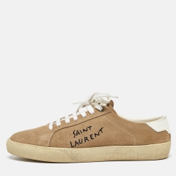 Saint Laurent Paris Beige Suede Court Classic Low Top Sneakers Size 39
