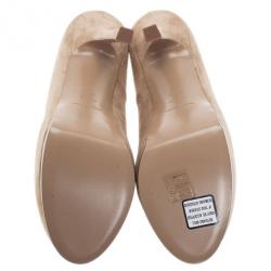 مملوكة مسبقًا حذاء سان لوران باريس تريبتو مقدمة مرتفعة جلد سويدي بيج مقاس 40.5