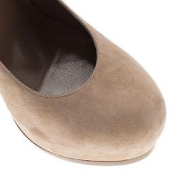 مملوكة مسبقًا حذاء سان لوران باريس تريبتو مقدمة مرتفعة جلد سويدي بيج مقاس 40.5