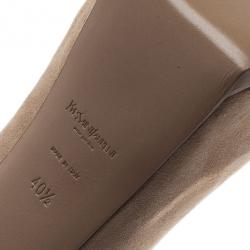 مملوكة مسبقًا حذاء سان لوران باريس تريبتو مقدمة مرتفعة جلد سويدي بيج مقاس 40.5