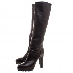 مملوكة مسبقًا حذاء بوت سان لوران باريس للركبة جلد أسود مقاس 39