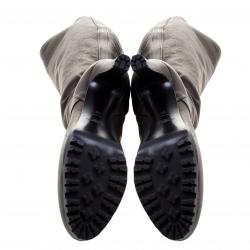 مملوكة مسبقًا حذاء بوت سان لوران باريس للركبة جلد أسود مقاس 39