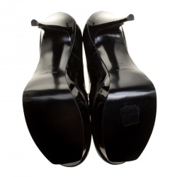 Pre Owned Saint Laurent Paris Black Patent Leather Tribute Platform Pumps Size 41