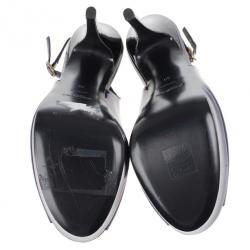 Pre Owned Saint Laurent Paris Purple Patent Slingback Sandals Size 39