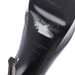 Pre Owned Saint Laurent Paris Purple Patent Slingback Sandals Size 39