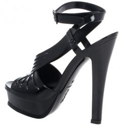 Pre Owned Saint Laurent Paris Black Patent  Jelly Tribute Sandals Size 36